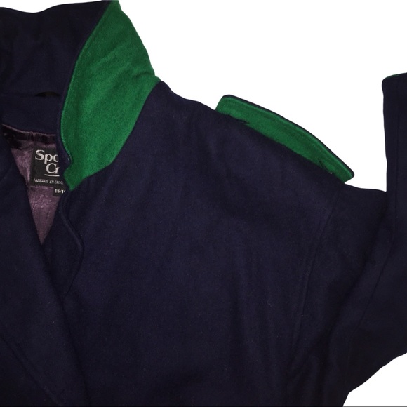 Vintage Unique Navy Blue Wool Peacoat, Utex Nautical Epaulet Double Breasted, XL - Picture 9 of 16